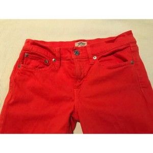 EUC J. Crew Size 25 Stretch Cotton Toothpick Jean pants slacks Red Orange